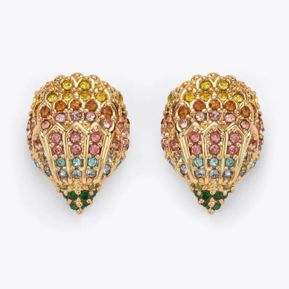 🌈 🔹Kurt Geiger multicolo Crystal  rainbow small pave eagle stud Dome Earrings - Picture 6 of 9